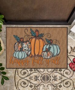 Happy Fall Y’All Pumpkin Welcome Thanksgiving Doormat