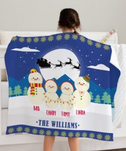 Happy Holidays Custom Christmas Snowman Throw Blanket