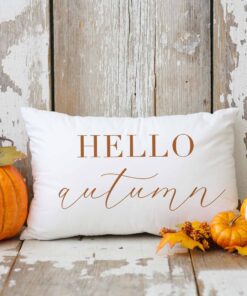 Hello Autumn Calligraphy Throw Pillow