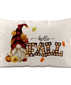 Hello Fall Lumbar Pillow Autumn Pumpkins