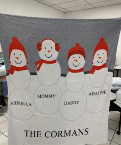 Personalized Grand Ma Christmas Snowman throw Blanket