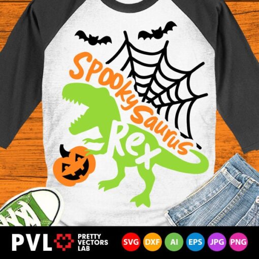 Halloween Dinosaur Spooky Saurus With Pumpkin Shirt