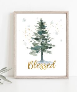 Blessed Wall Art Winter Christmas Tree Poster