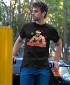 Meme Well Endowed Man Wearing Santa barry wood christmas shirt