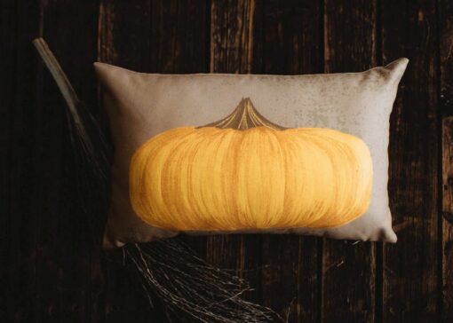 Primitive Flat Fall Pumpkin Lumbar Pillow