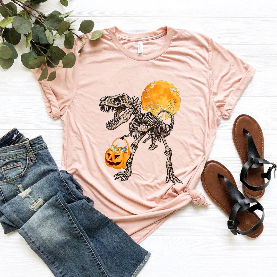 Dinosaur Skeleton Fall Halloween Shirt