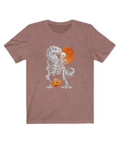 Skeleton Riding Mummy Dinosaur Happy Halloween Shirt
