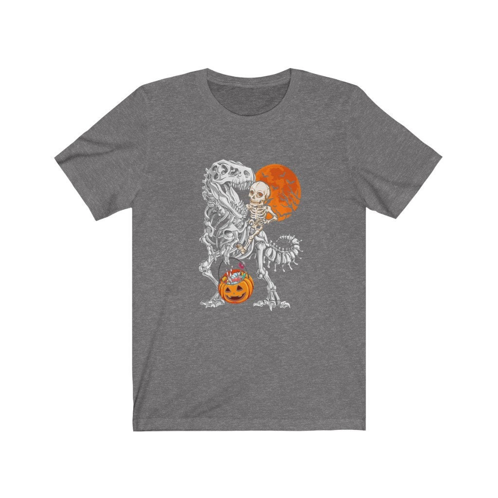 Skeleton Riding Mummy Dinosaur Happy Halloween Shirt