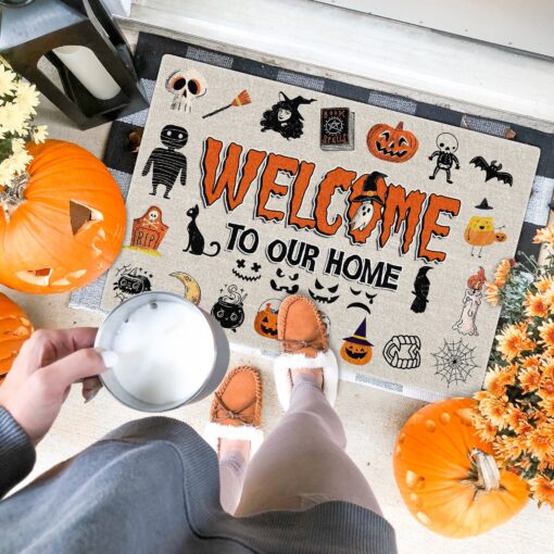 Halloween Welcome To Our Home Witch Doormat