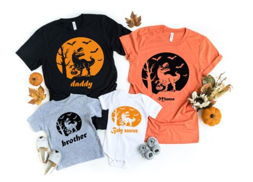 Kids Halloween Dinosaur Family Shirts