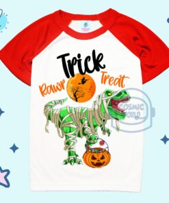 Trick RAWR Treat Dinosaur Funny Tee Halloween Shirt