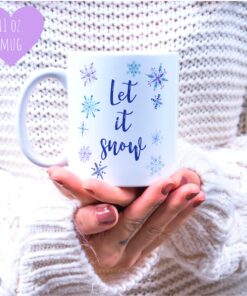 Let It Snow Watercolor Snowflake Mug
