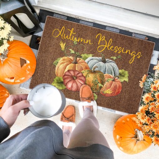 Autumn Blessings Pumpkin Thanksgiving Doormat