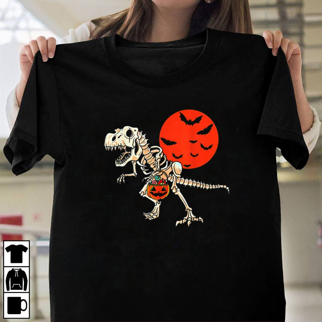 Halloween Dinosaur Blood Moon Shirt Funny