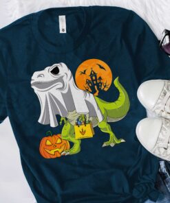 Ghost Dinosaur Funny Halloween T Rex Shirt