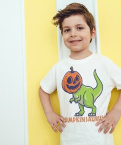 Custom name pumpkin Halloween Dinosaur shirt