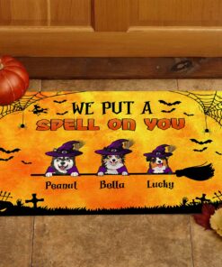 Personalized Witch Dog Halloween Doormat