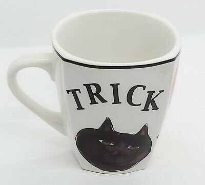 BOO TRICK TREAT Halloween Ghost Pumpkin Cat Coffee Mug