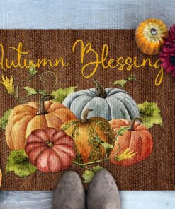 Autumn Blessings Pumpkin Thanksgiving Doormat