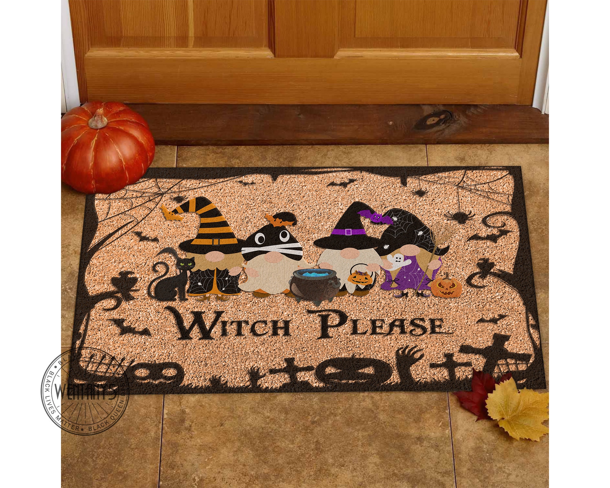 Funny Witch Gnomes Halloween Welcome Doormat