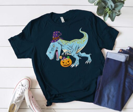 Dinosaur Skeleton TRex Pumpkin Halloweent Shirt