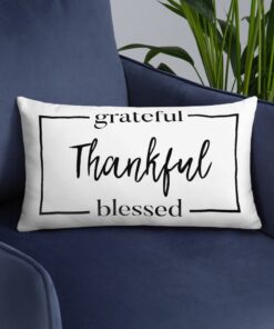 Grateful Thankful Blessed Farmhouse Throw Pillow