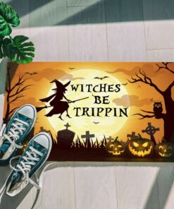 Witches Be Trippin Funny Halloween Decorations Witches Doormat