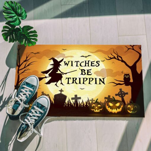 Witches Be Trippin Funny Halloween Decorations Doormat