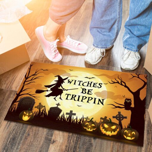 Witches Be Trippin Funny Halloween Decorations Doormat