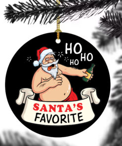 Santa Drinking Beer Funny Christmas 2021 Santa’s Favorite Ho Ornament