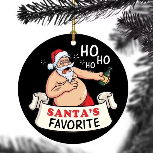 Santa Drinking Beer Funny Christmas 2021 Santa’s Favorite Ho Ornament