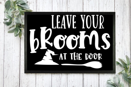 Leave Your Brooms At The Door Funny Halloween Doormat