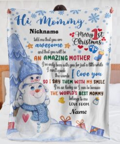 New Gift From Grandma And Baby Boy Snowman Throw Blanket