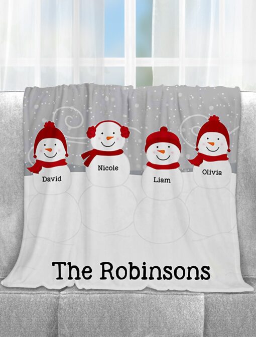 Personalized Grand Ma Christmas Snowman Throw Blanket