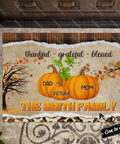 Personalized Thankful Grateful Blessed Family Doormat