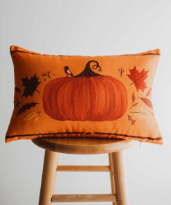 Primitive Orange Fall Pumpkin Thanksgiving Lumbar Pillow