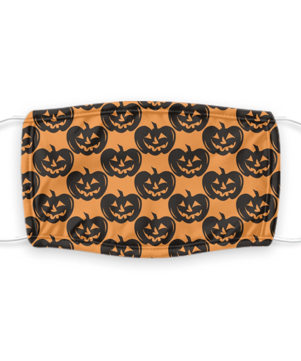 Pumpkin Fabric Black And Orange Mask