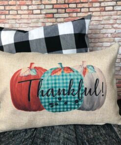 Pumpkin Thankful Fall Burlap Pillow