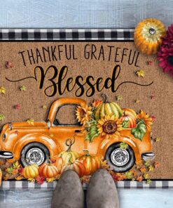 Thankful Grateful Truck Thanksgiving Doormat