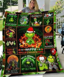 The Grinch Happy Hallothanksmas Super Soft Blanket