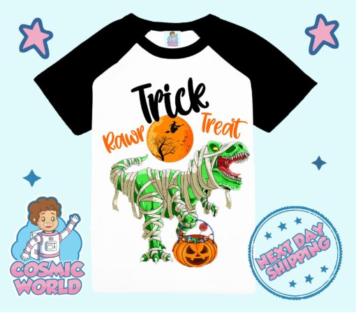 Trick RAWR Treat Dinosaur Funny Tee Halloween Shirt