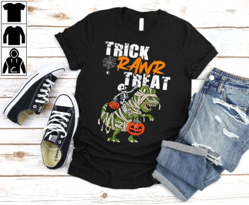 Trick Rawr Treat Halloween Boys Kids Gift Shirt