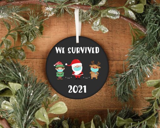 We Survived 2021 Christmas Gnome Tree Ornaments