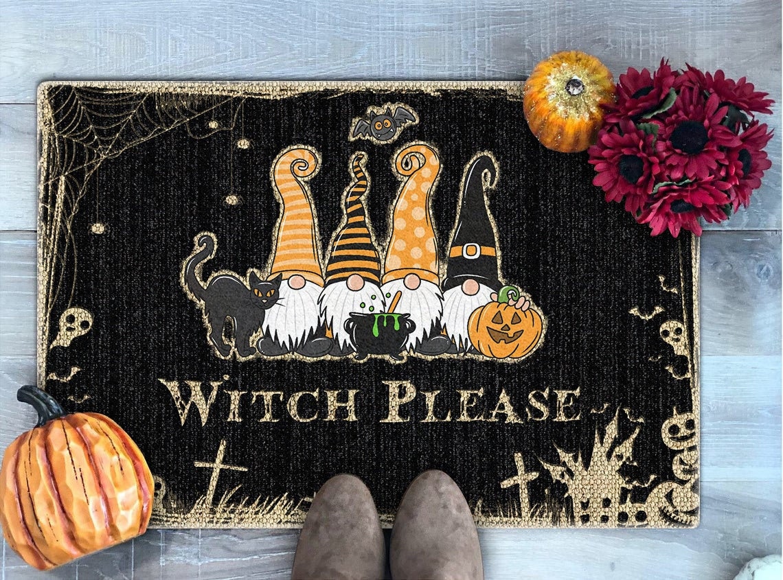 Witch Please Black Cat Halloween Doormat