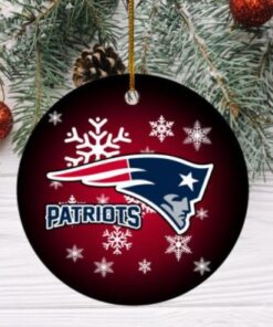 Merry Christmas Circle Ornament New England Patriots