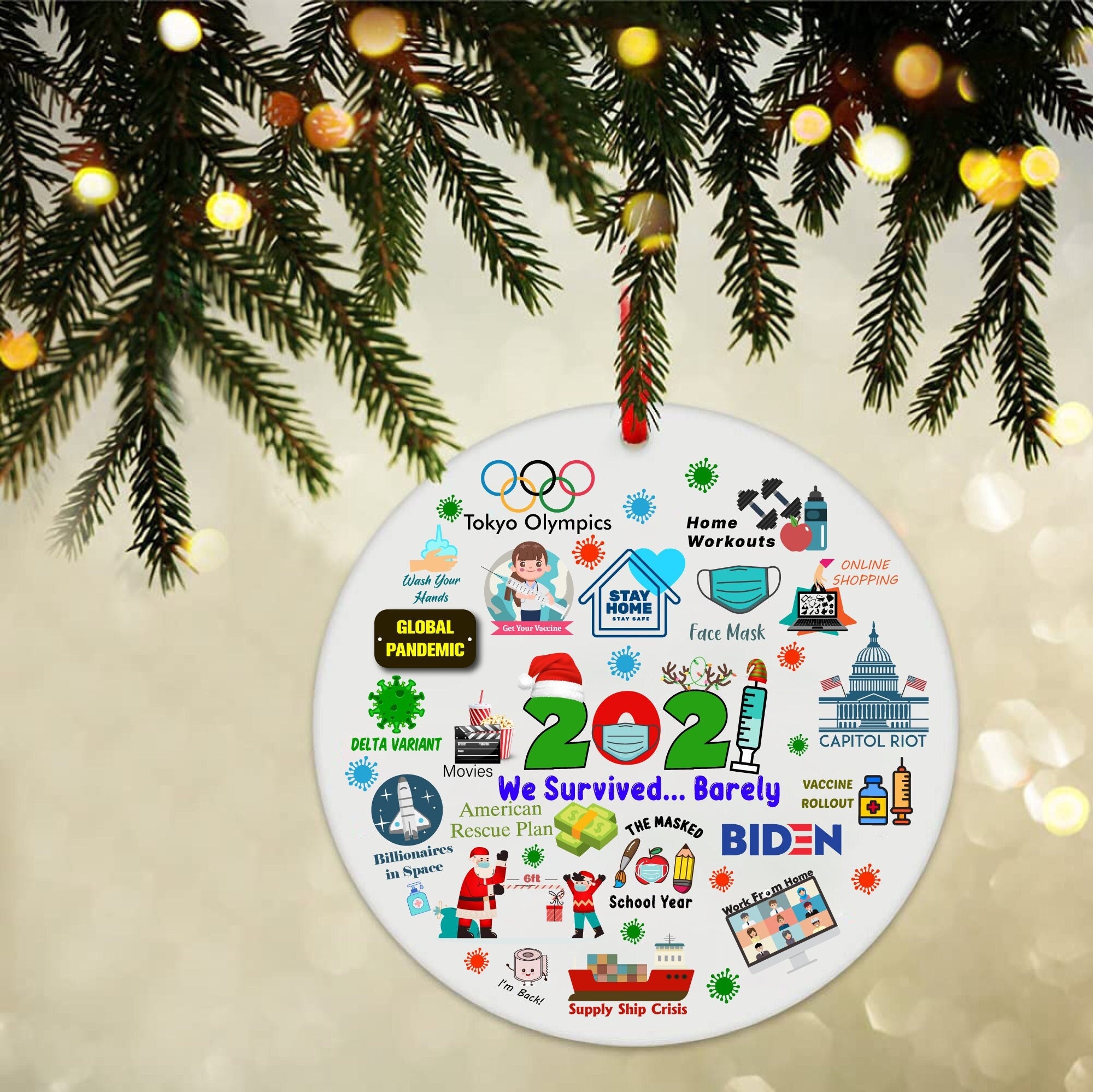 2021 Year In Review Christmas Ornaments Pandemic