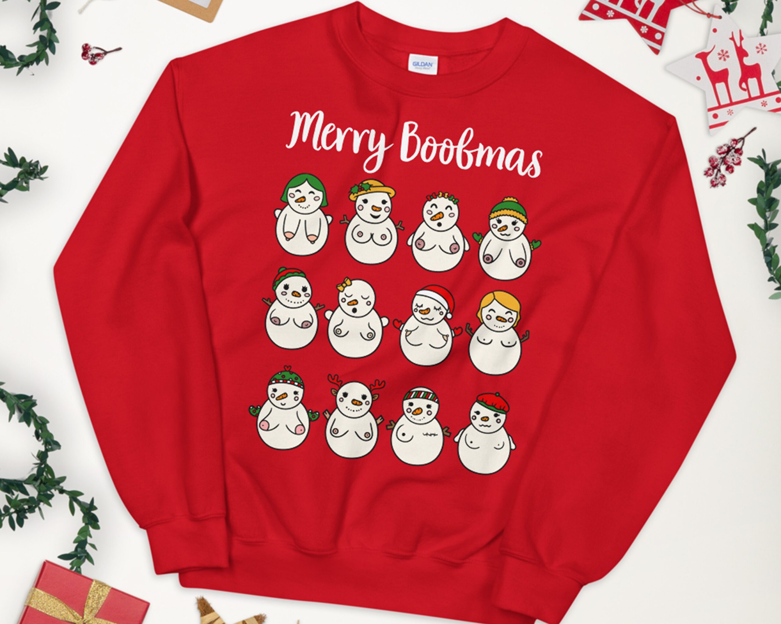 Boobs Santa Gift Funny Dirty Christmas Sweater - Teeholly