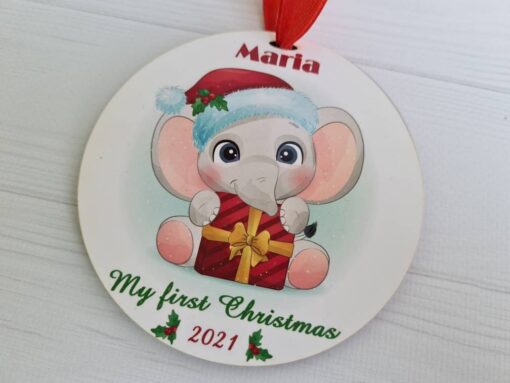 Elephant Custom Baby’s First Christmas Ornament 2021