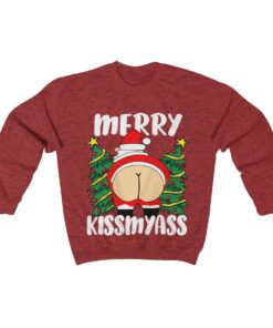 MERRY KISSMYASS Kiss My Ass Funny Dirty Christmas Sweater