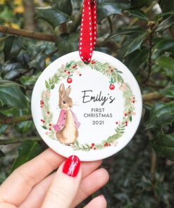 Personalised Babys First Christmas Rabbit Decoration Ornaments
